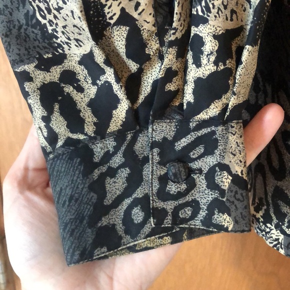 Vintage K Arnold silk button up top with mixed animal print - Picture 5 of 7